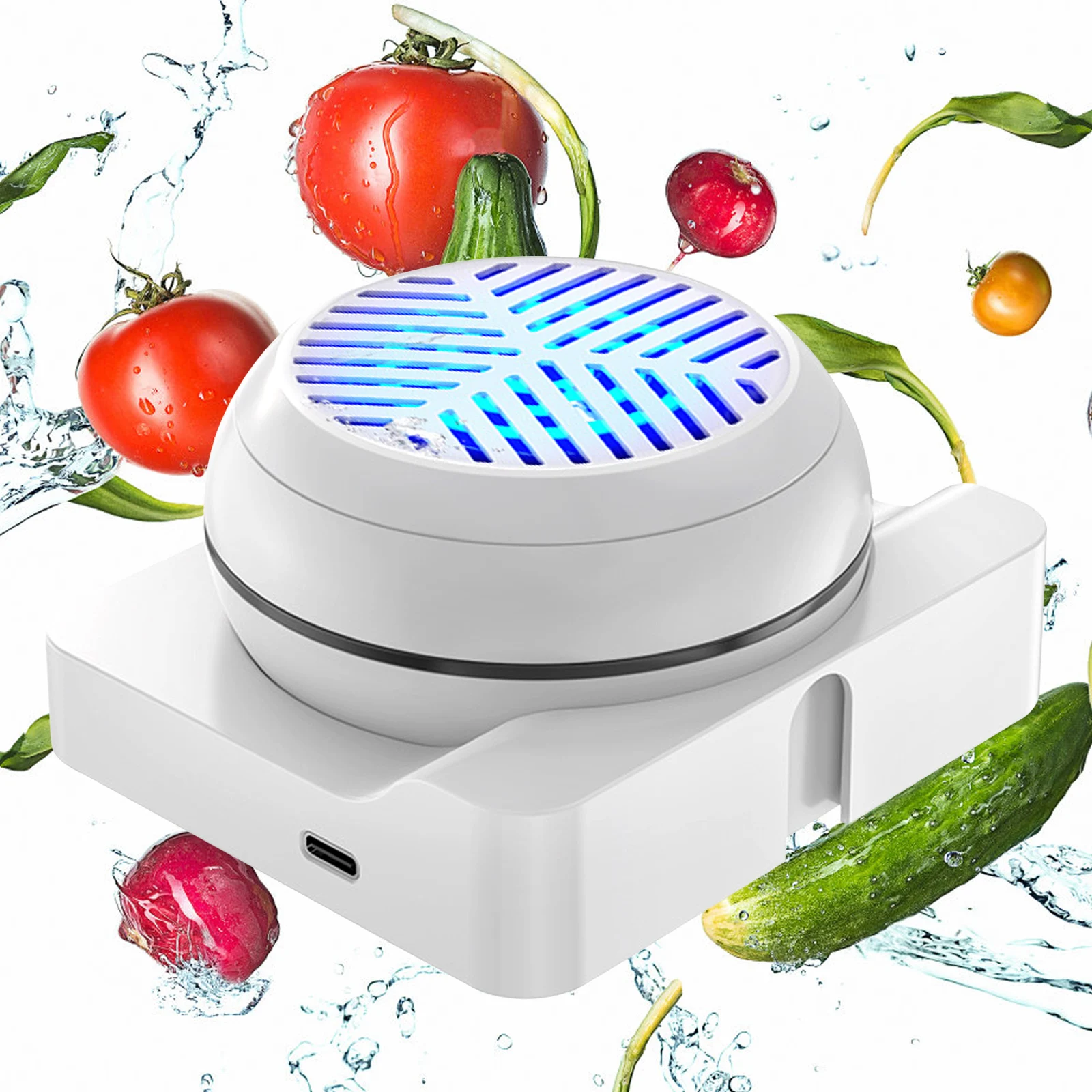 

Fruit Cleaning Machine IPX7 Waterproof Vegetable Washing Cleaner USB Rechargeable Food Purifier with 2500mAh Battery Portable