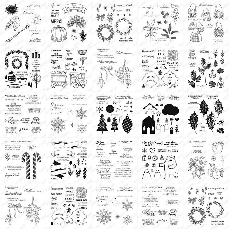 

Animal Leaf House Pumpkin Train French Stamps Diy Scrapbooking Card Stencil Paper Cards Handmade Album Stamp Sheets