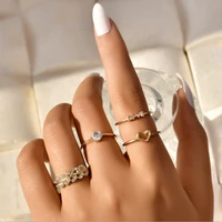 bohemian womens gold rings rhinestone ring set fashion elegant knuckle ring wedding bridal jewelry gifts wholesale