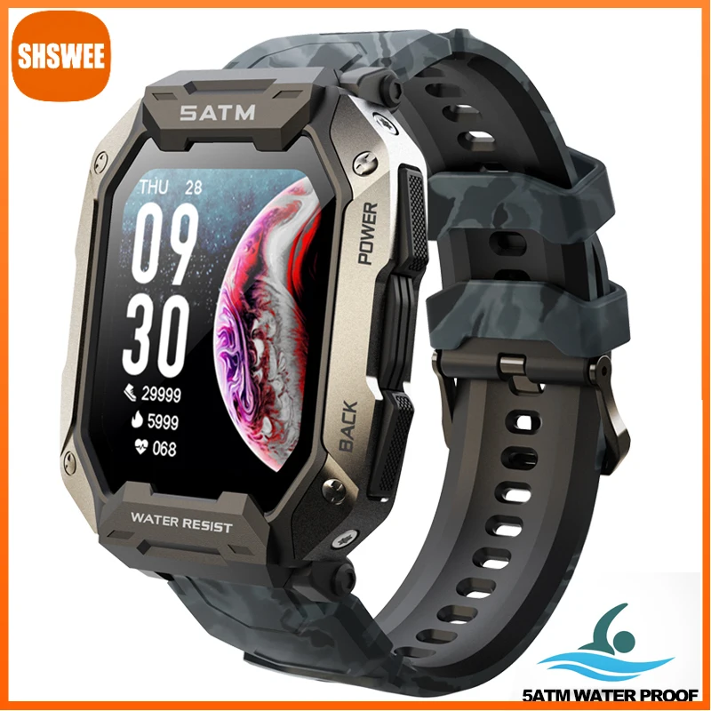 

Смарт-часы мужские в стиле милитари, водостойкие до 5 атм