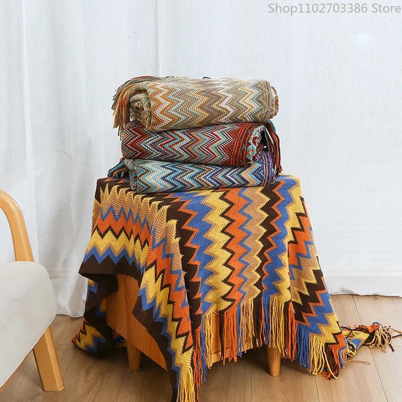 

Bohemian Blanket Sofa Cover Geometric Knitted Slipcover for Couch Chair Bed Plaid Boho Decorative Blanket Cobertor Manta Deken