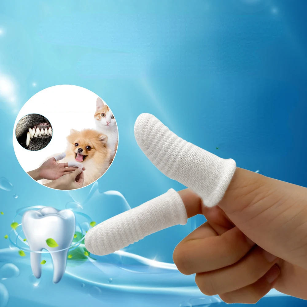 

2Pcs Dog Toothbrushes Soft Finger Cots Teddy Dog Cat Cotton Brush Teeth Oral Cleaning Kitten Bad Breath Care Pet Supplies