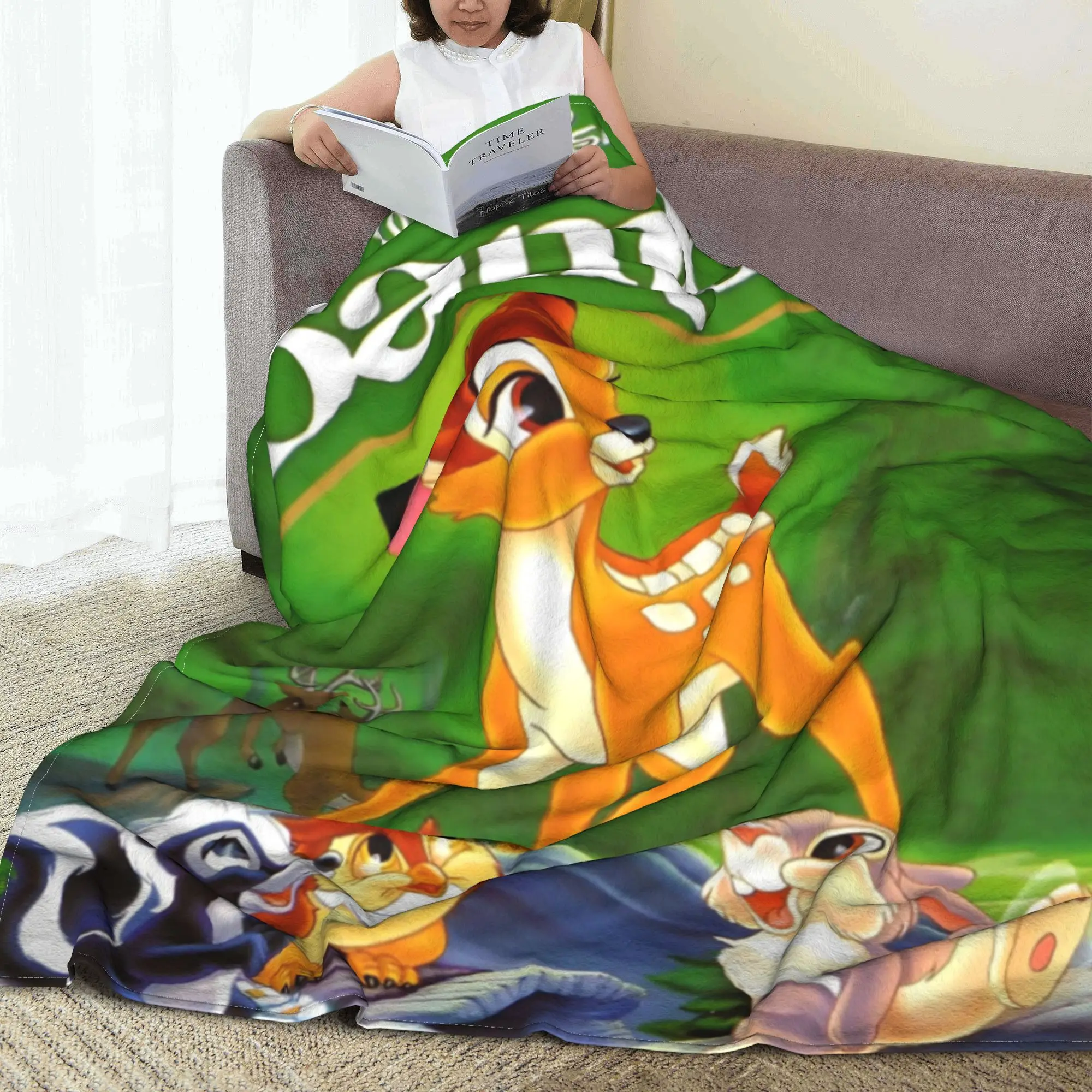 Бэмби олень кролик мультфильм аниме плюшевые одеяла милые модные пледы для дома