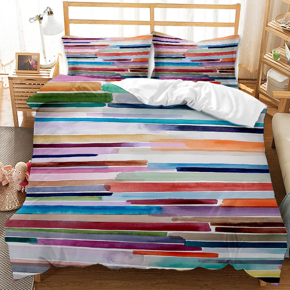 Комплект постельного белья с пододеяльником и геометрическим рисунком в