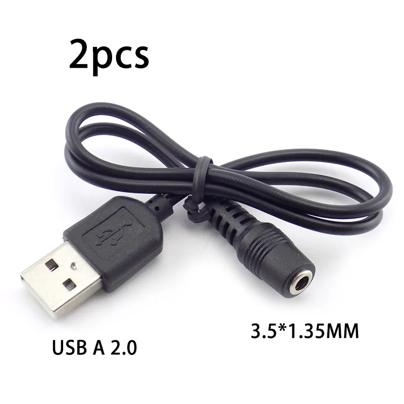 

2pcs Type A USB to DC Male Plug jack Female Converter DC Power Supply 1.35x3.5mm Connector Extension Cable Cord Charger C4