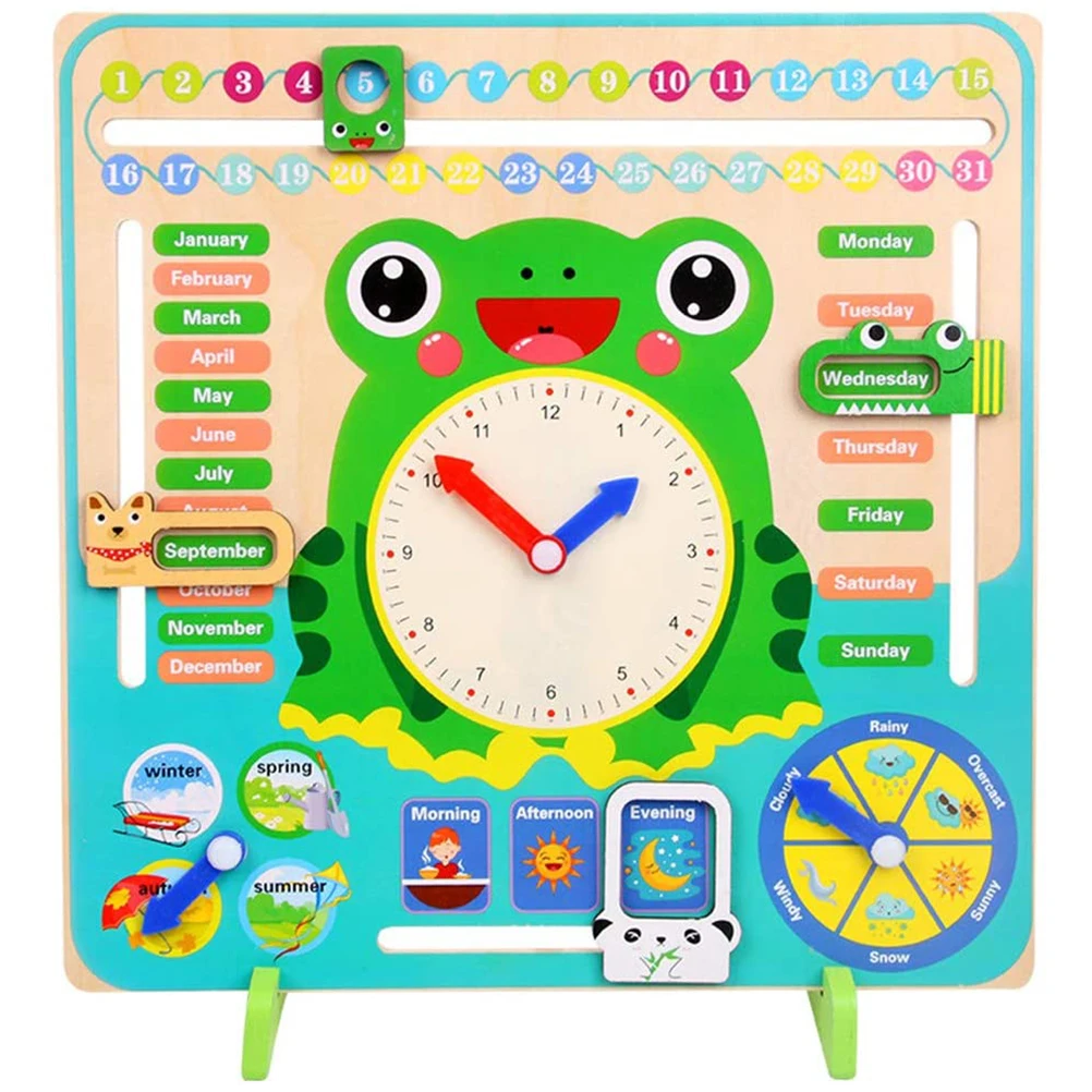 

Kids Wooden Calendar Board Clock Toy Children Preschool Educational Learning Toy Weather Season Time Toys Gifts