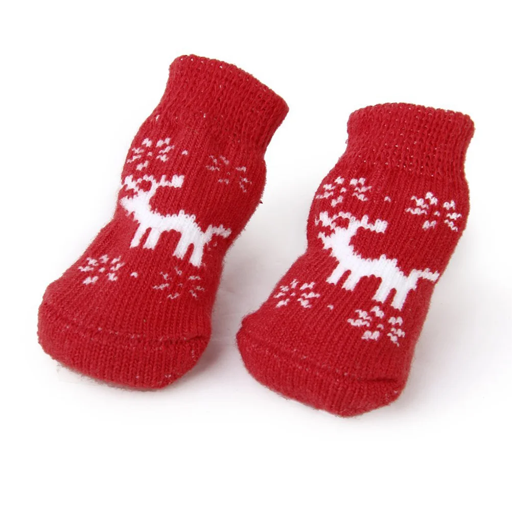 

Knit Socks Christmas Stockings Protector Paw Puppy Decors Holiday Xmas Cotton Reinforcement Rubberanti Style Reindeer Christams