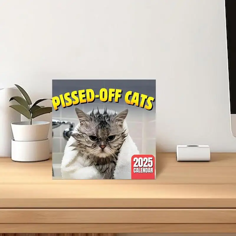 Календарь на месяц кошки 2025 год декоративный календарь Angry Cat художественный
