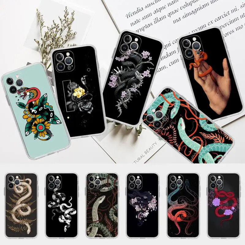 

Hand Snake Flower Snake Phone Case Silicone Soft for iphone 14 13 12 11 Pro Mini XS MAX 8 7 6 Plus X XS XR Cover