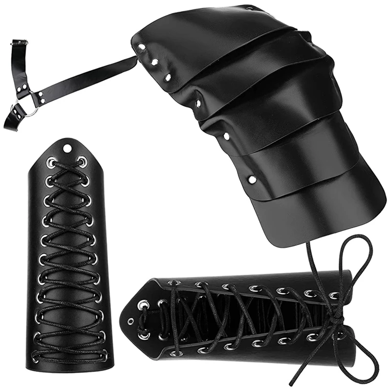 

NEW-Shoulder Cover Knight Cape Belt And Gauntlet Wristband Medieval Bracers Wide Bracer Arm Armor Cuff Cosplay Party Costume