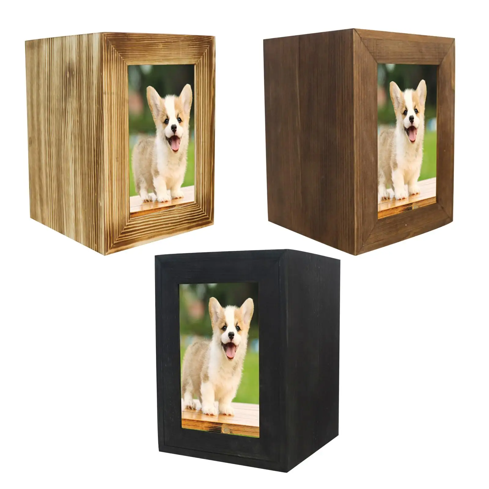 Wooden Pet Urn for Dogs Cats Ashes Small Animal Funeral Remembrance Casket Photo Frame Memorial Keepsake Box Supplies