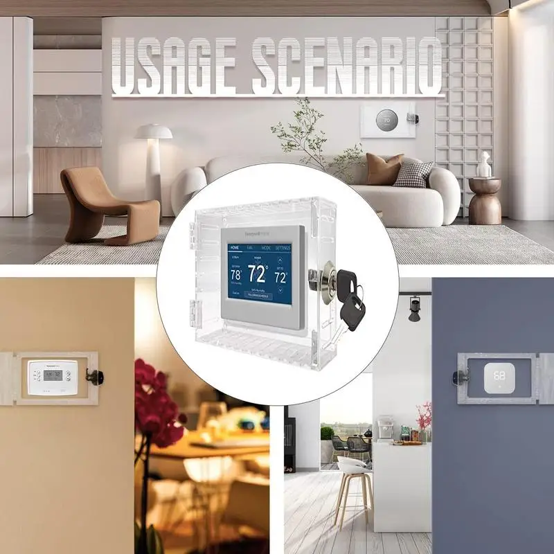 

Thermostat Protection Cover Clear Thermostat Box Guard With Lock All Around Thermostat Case Protection Guard For Home School