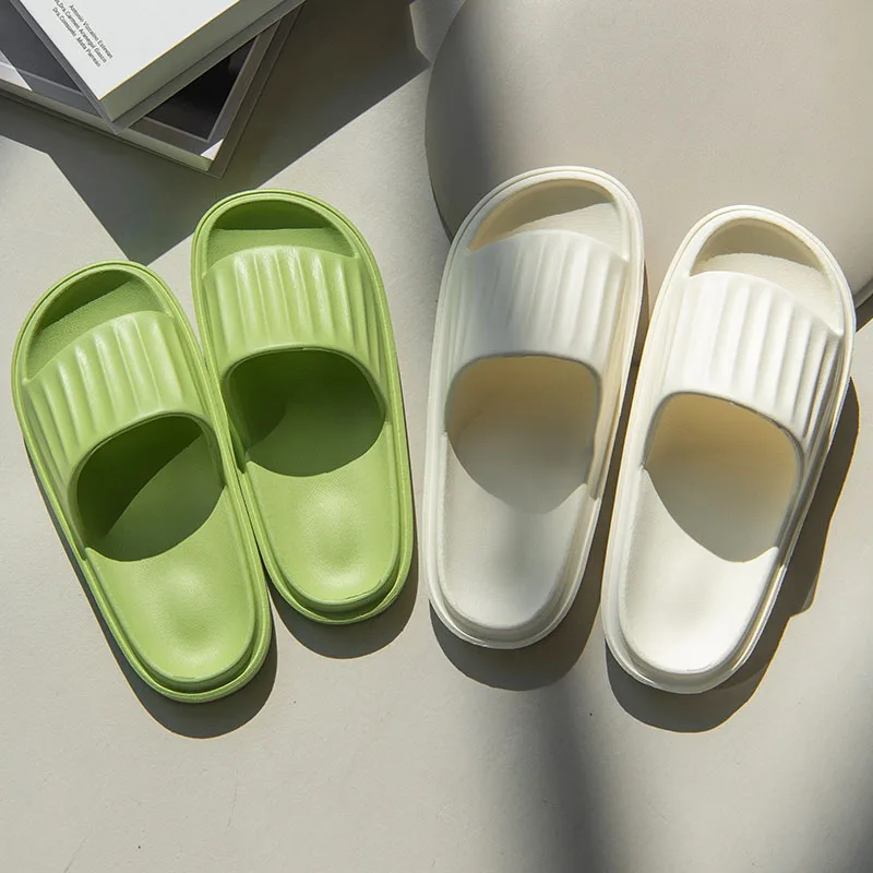 

WDZKN Fashion Indoor Home Slippers Women Summer EVA Lightweight Soft Non-slip Bathroom Slippers Ladies Concise Couple Slides