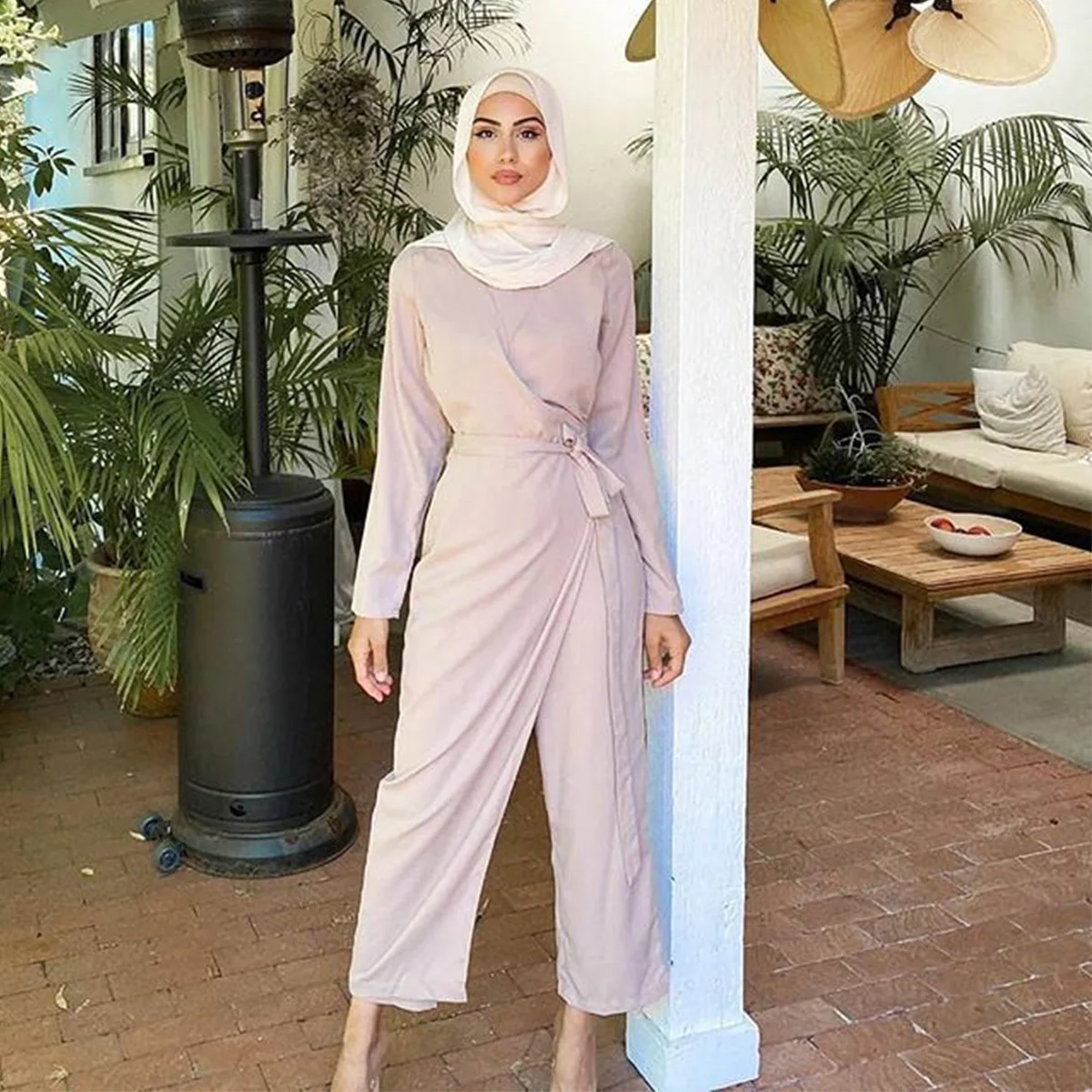 

Eid Mubarak Turkey Muslim Set Jumpsuit Women Dubai Abaya Caftan Bodysuit Kaftan Hijab Dress Sets Robe Musulmane Longue Femme