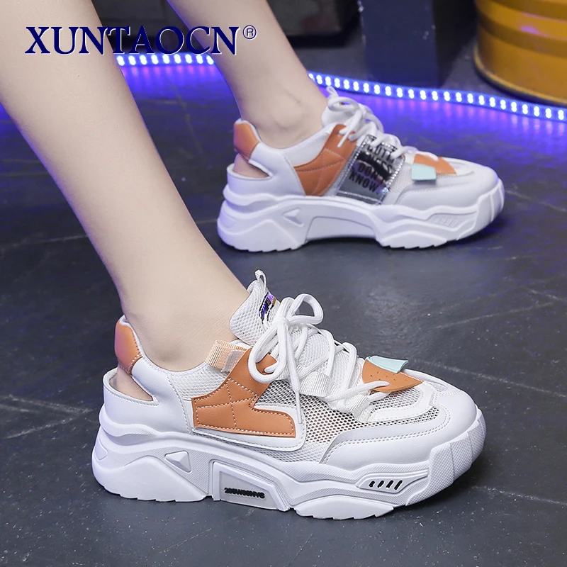 

Women Shoes 2022 Breathable Platform Sneakers Mesh Casual Sports Shoes Female Fashion Lace Up High Leisure Women Vulcanize Shoe
