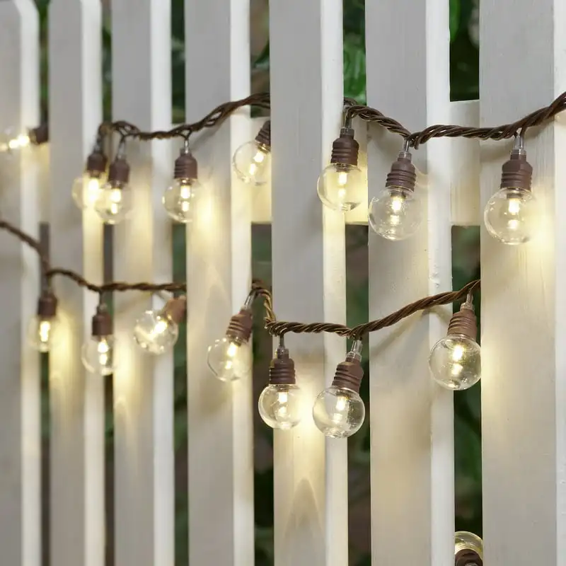 

LED Plastic Globe Outdoor String Lights, with Brown Wire Patio decor Led string lights Blue fairy lights Inflables de navidad pa