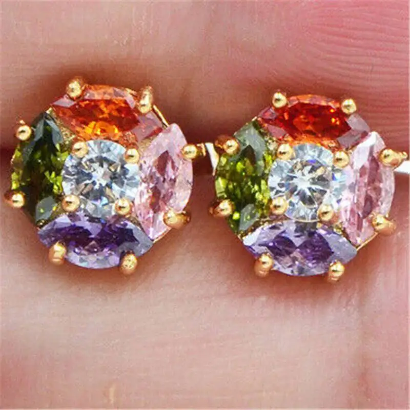 

A Pair Elegant Stud Earrings Earrings Fashion Cubic Zirconia Women Silver Jewelry