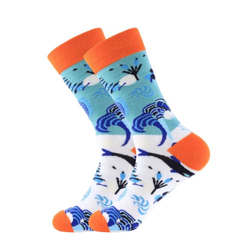 Cotton Fashion Casual Sports Women's Stockings Printing Sweat-absorbing Breathable Anti-friction Men's Socks Unisex Middle Tube