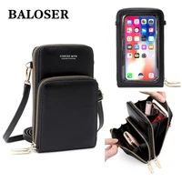 baloser women mobile phone touch screen bag pure color large capacity multi function single shoulder bag novelty