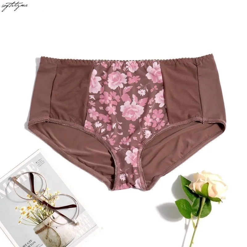 

Softrhyme women's big size L 2XL 3XL 4XL 5XL 6XL briefs cold silk elastic panties for ladies