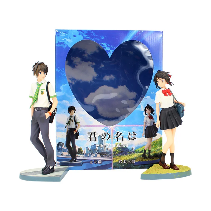 

2Pcs/Lot 22cm-23cm Japanese Anime Figure Kimino Na Wa Miyamizu Mitsuha Your Name Tachibana Taki Action Figures Model Toys Dolls