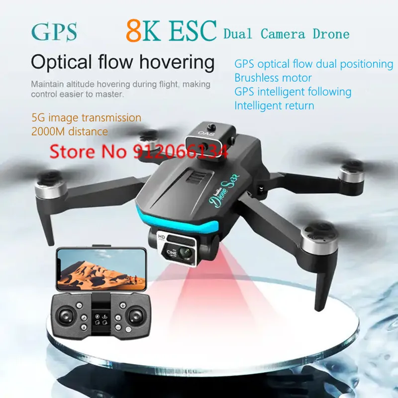 

Brushless 8K FPV ESC Dual Camera Drone GPS Intelligent Return With 5G WIFI 360° Obstacle Avoidance RC Quadcopter For Kids Adults