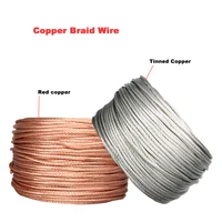 1 meter red copper braid wire 2 54610162535507095 square braided tape conductive copper rope soft connection grounding