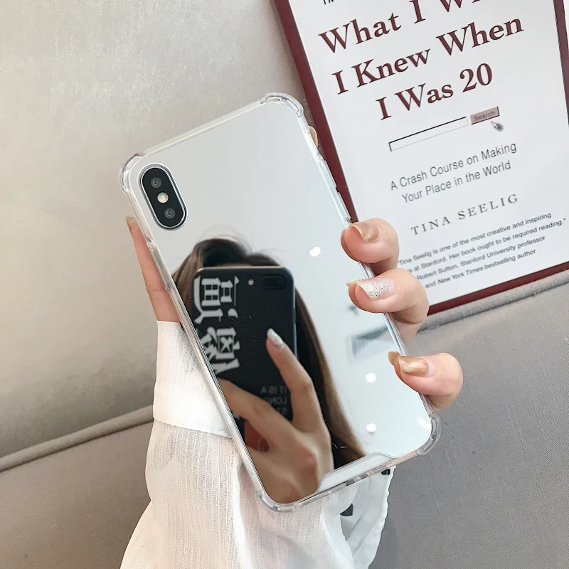 Airbag Full View Mirror Case for Iphone 14 Plus 13 12 11 Pro MAX 6s 8 7 Plus X XS Max XR SE 2020 Shockproof Silicon Phone Cover