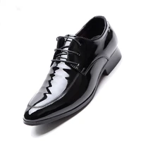 men casual pointed toe shoes black bright leather lace up patent leather shoes low top breathable men oxford dress shoes 2022new