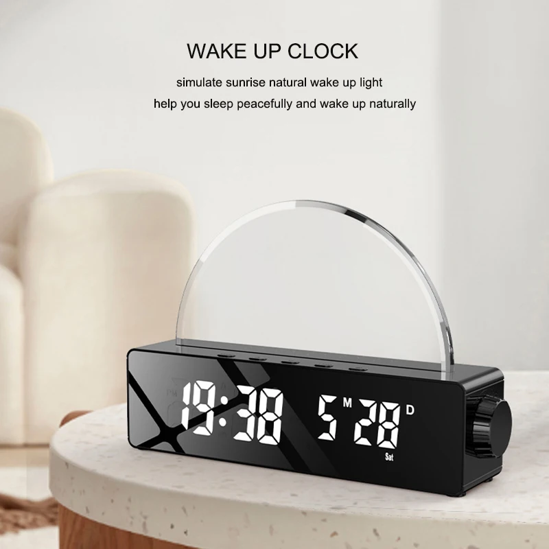 

Новые настольные часы Sunset, многофункциональные электронные декоративные часы, простые светодиодсветодиодный цифровые часы с будильником ...