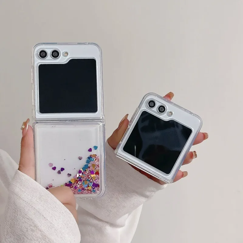 Новый Красочный зыбучий песок для Samsung Galaxy Z Flip 3 4 5 Простой Прозрачный блестящий