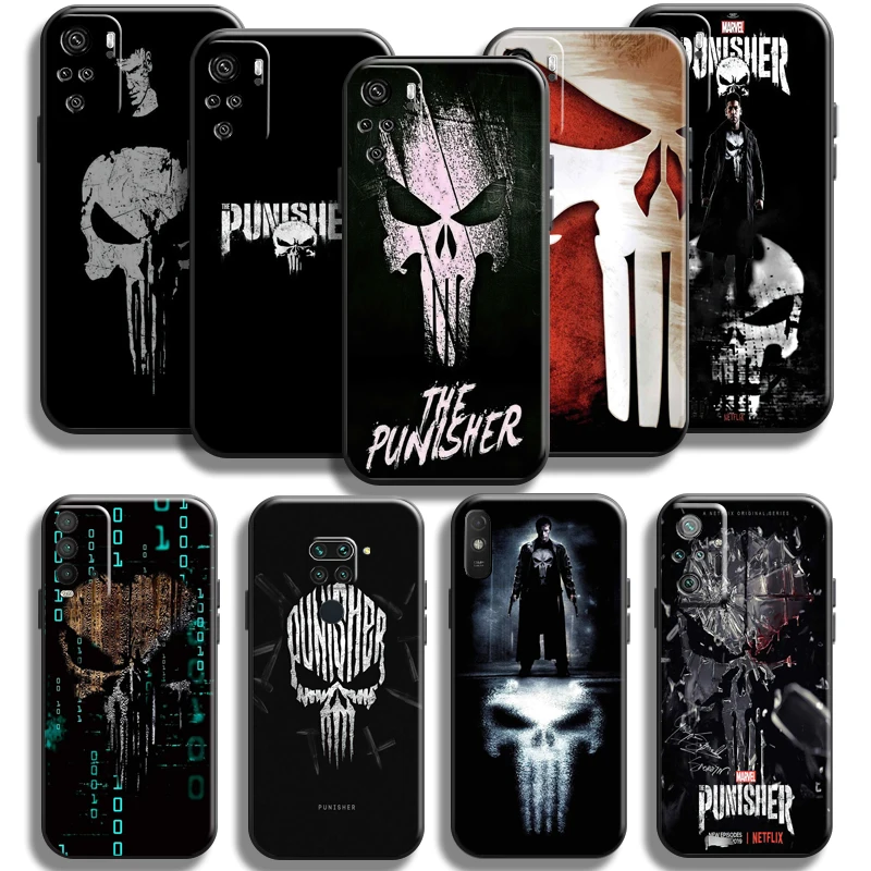 

Marvel Punisher Frank Castle Phone Case For Xiaomi Redmi Note 10 10S 10T 10 9T 9S 9 Pro Max 5G Redmi 10 9 9T 9A 9C Coque Soft