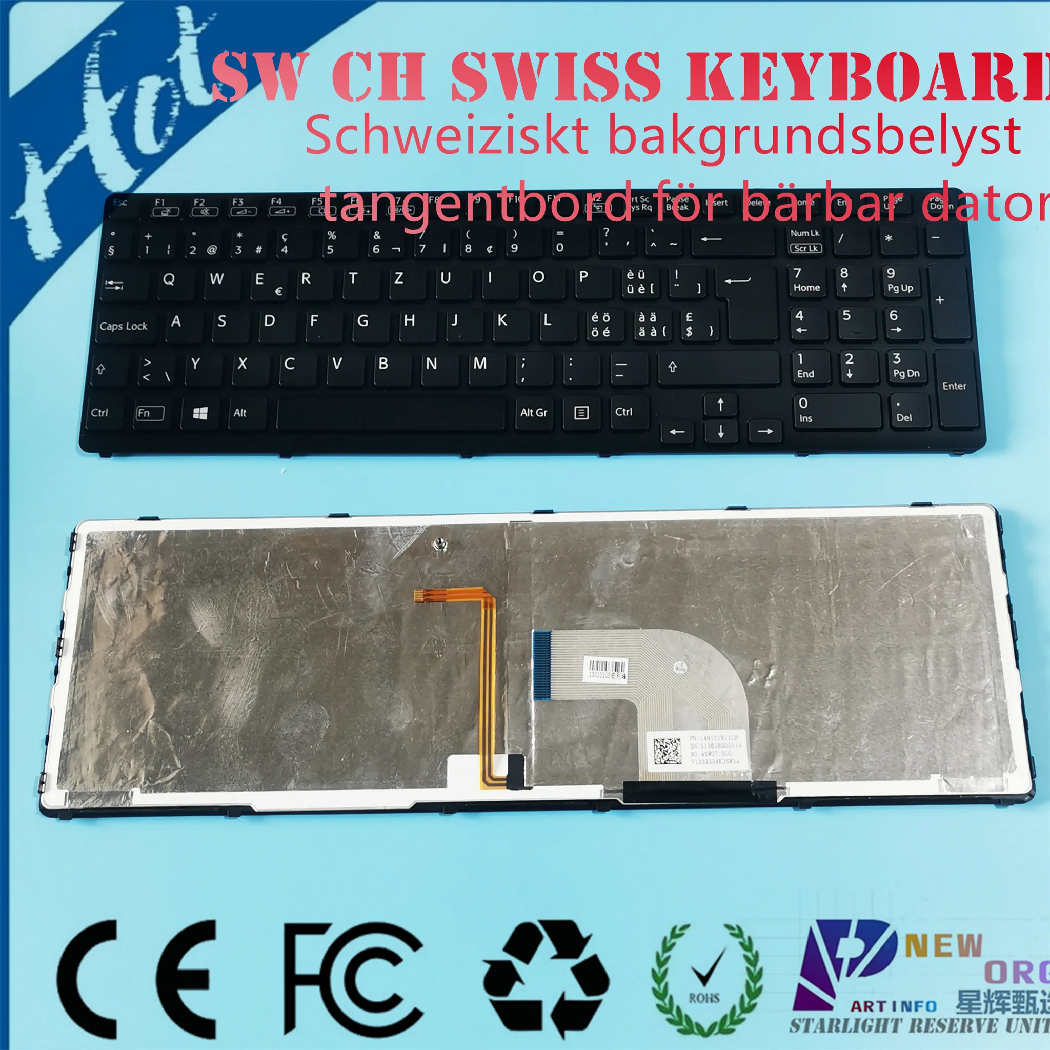 

SW CH Schweizisk backlight Keyboard for SONY VIAO SVE15 SVE15A11W 17FGW SVE1711X1EB SVE1511S4C Series BLACK