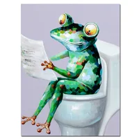 100% Handmade Modern Frog Picture Painting Art Work Wall Hanging Decor For Hotel Bathroom