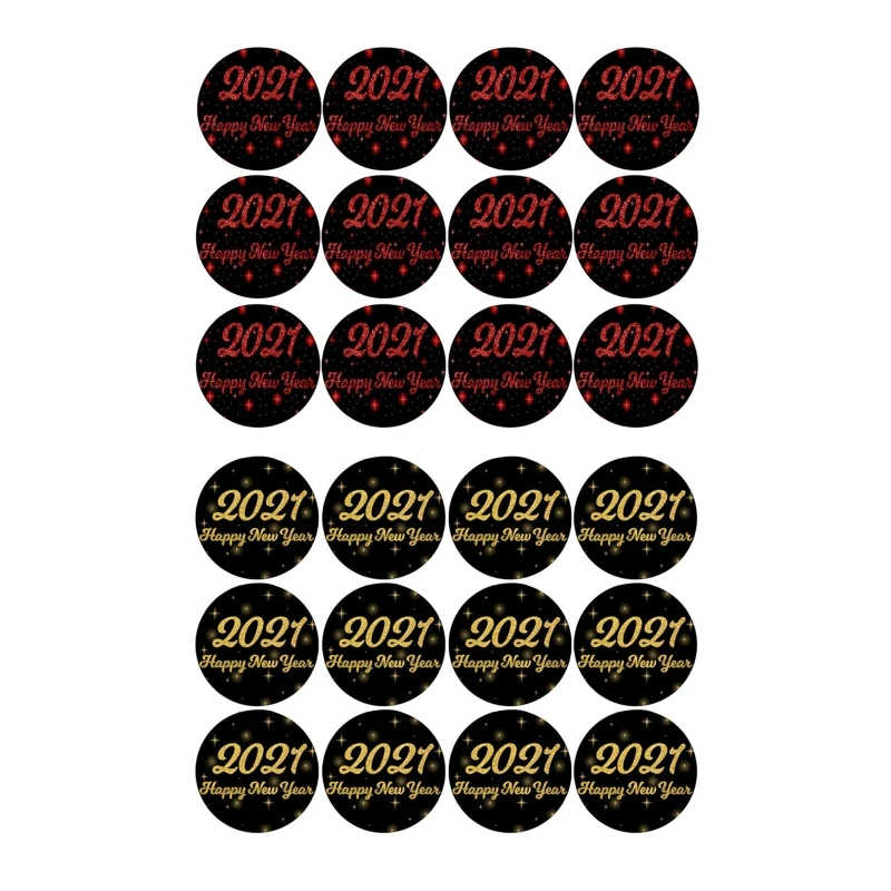 

120 Sheets Gold 2021 Happy New Year Stickers Round Adhesive Labels for DIY Envelope Seal Holiday Cards Gift Wrapping