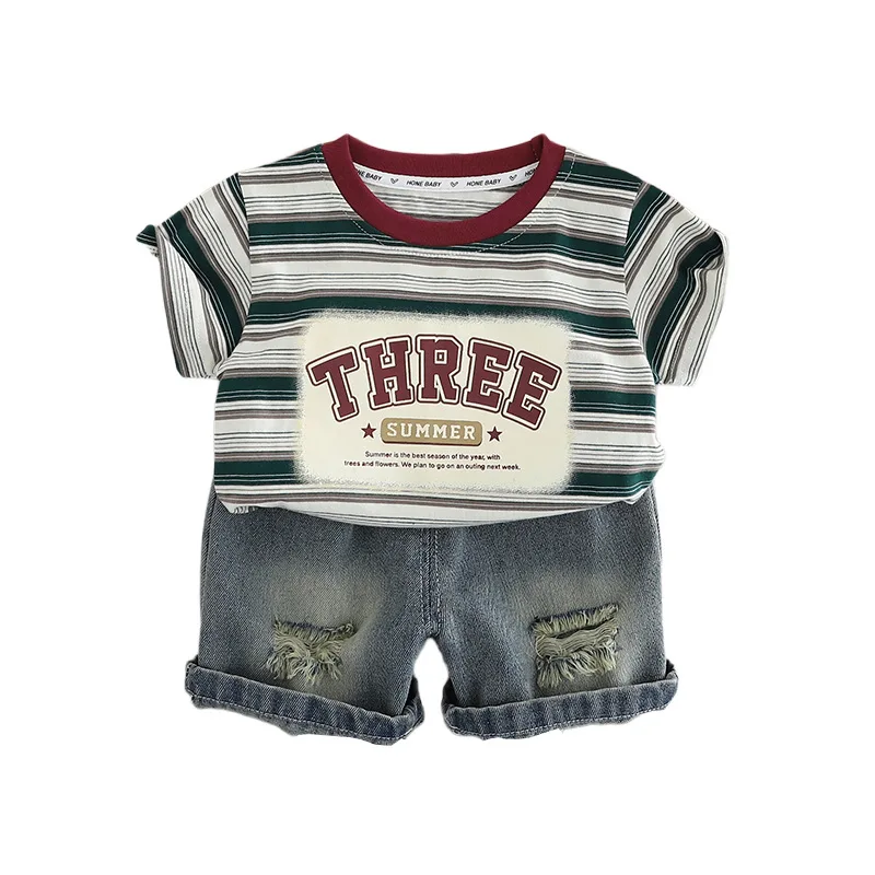 Летняя одежда для маленьких мальчиков 2025 корейская мода повседневные футболки с