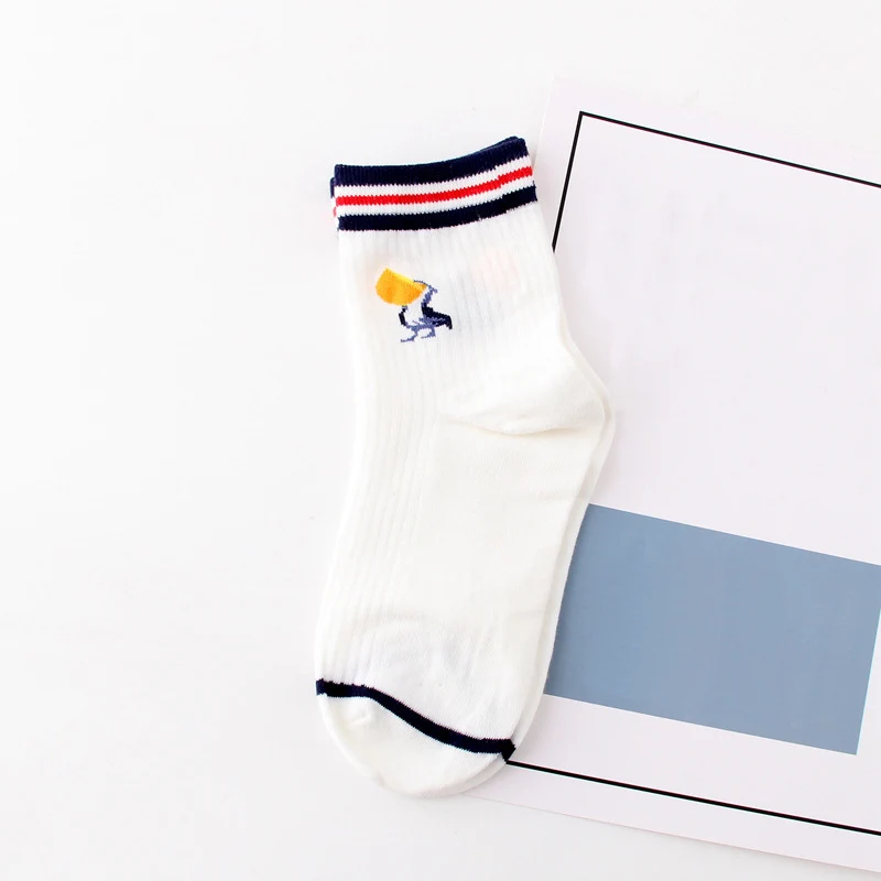 

Fashion Harajuku style art women's socks funny cartoon print socks white cute animal penguin crow socks women's accessories