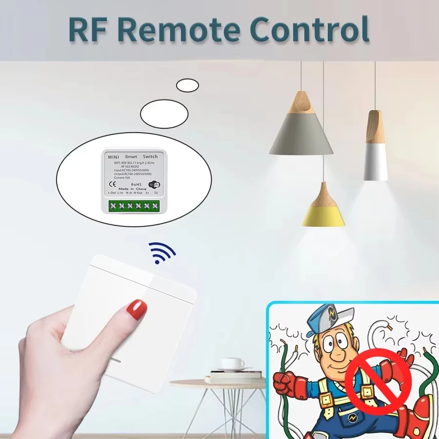 Умный Wi-Fi-переключатель Tuya для освещения RF 433 МГц беспроводной переключатель Smart