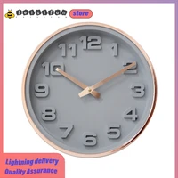 high quality round 12 inch european style rose gold wall clock gray nordic digital wall clock living room mute home decorate