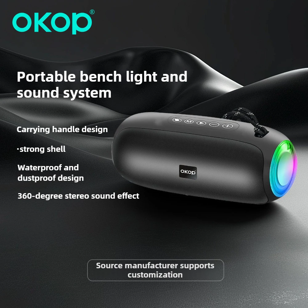 Фото OKOP Открытый портативный беспроводной совместимый динамик с легким музыкальным плеером поддерживает функцию вызова USB/TF, музыкальная вечеринка для кемпинга №2