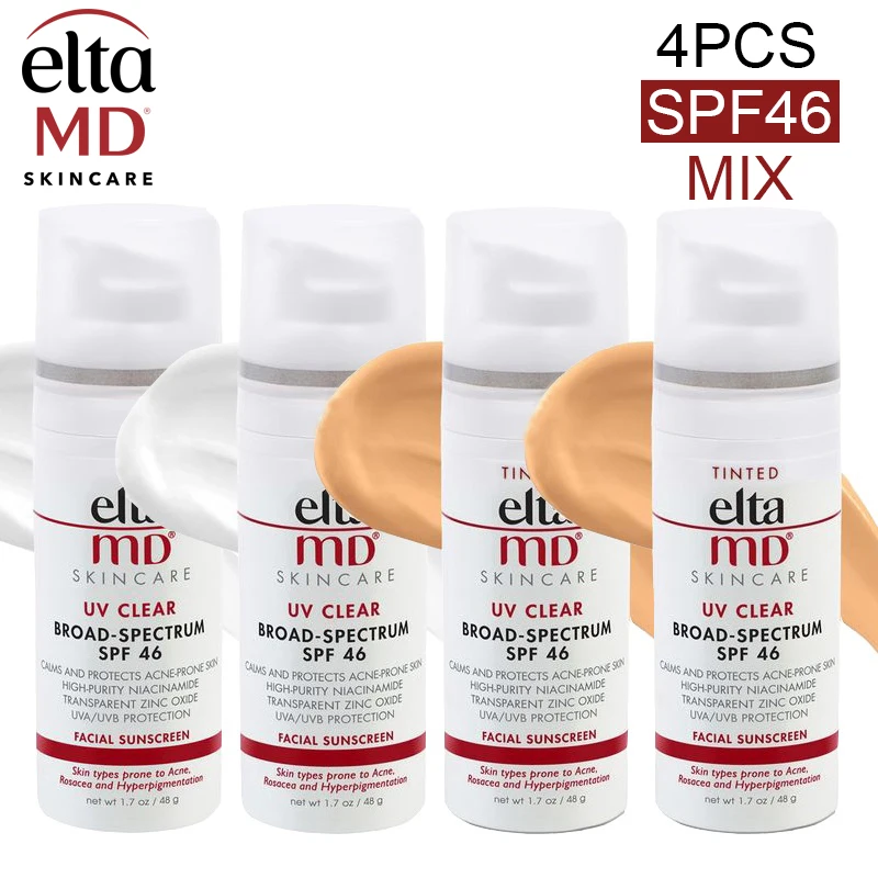 

4PCS EltaMD Pro Sunscreen SPF40/46 UV Daily Broad-Spectrum Elta MD Clear Tinted UVA/UVB Sun Face For Sensitive Skin Facial 48g