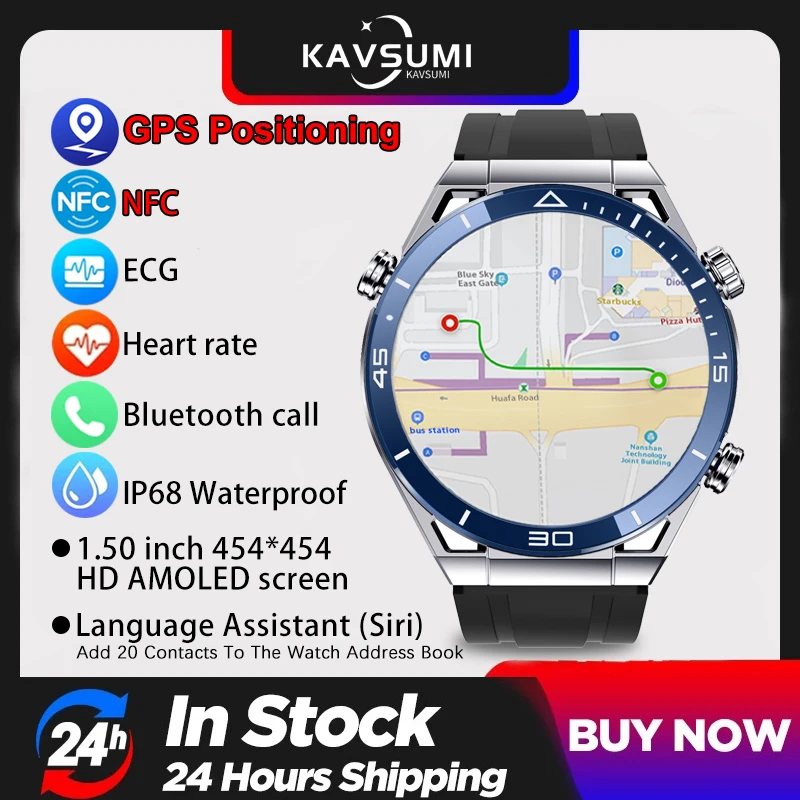 2023 New NFC Bluetooth Call Smartwatch GPS Track Compass IP68 Waterproof Smartwatch For Huawei Ultimate 1.5 inch 454*454 AMOLED