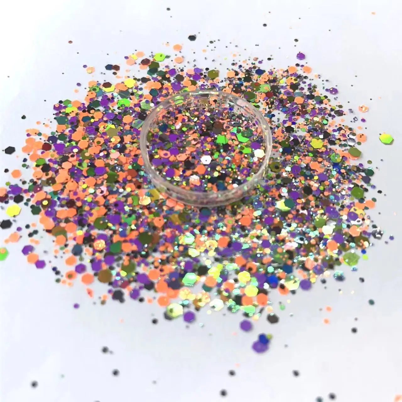 Блестки для Хэллоуина 50 г оранжевые черные смешанные объемные шестиугольные