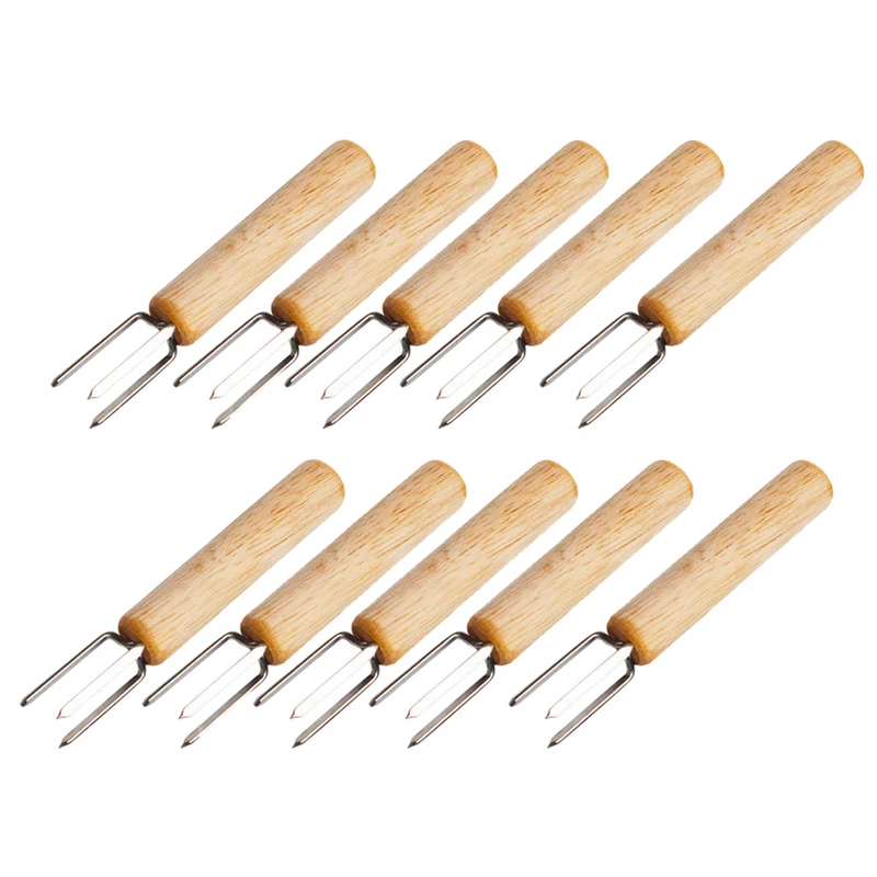 

8Pcs Corn Holder Stainless Steel Cup Cob Skewers With Oak Handle Corn For Children And Adults Home Cooking And Grilling