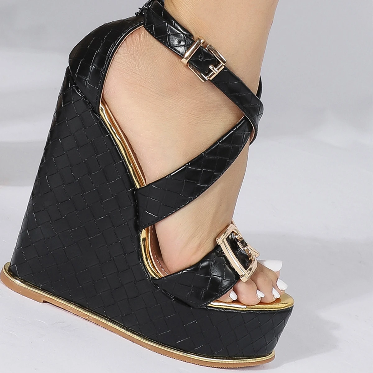 

Baldauren Women Sandals High Heels Open Toe Cross Strap Fashion Sandals Wedge Platform Black High Heel Sandals