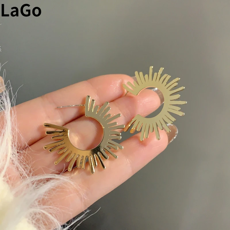 

Modern Jewelry Geometric Earrings 925 Silver Needle Popular Style Hot Sale Metallic Gold Color Earrings Fro Women Girl Gift