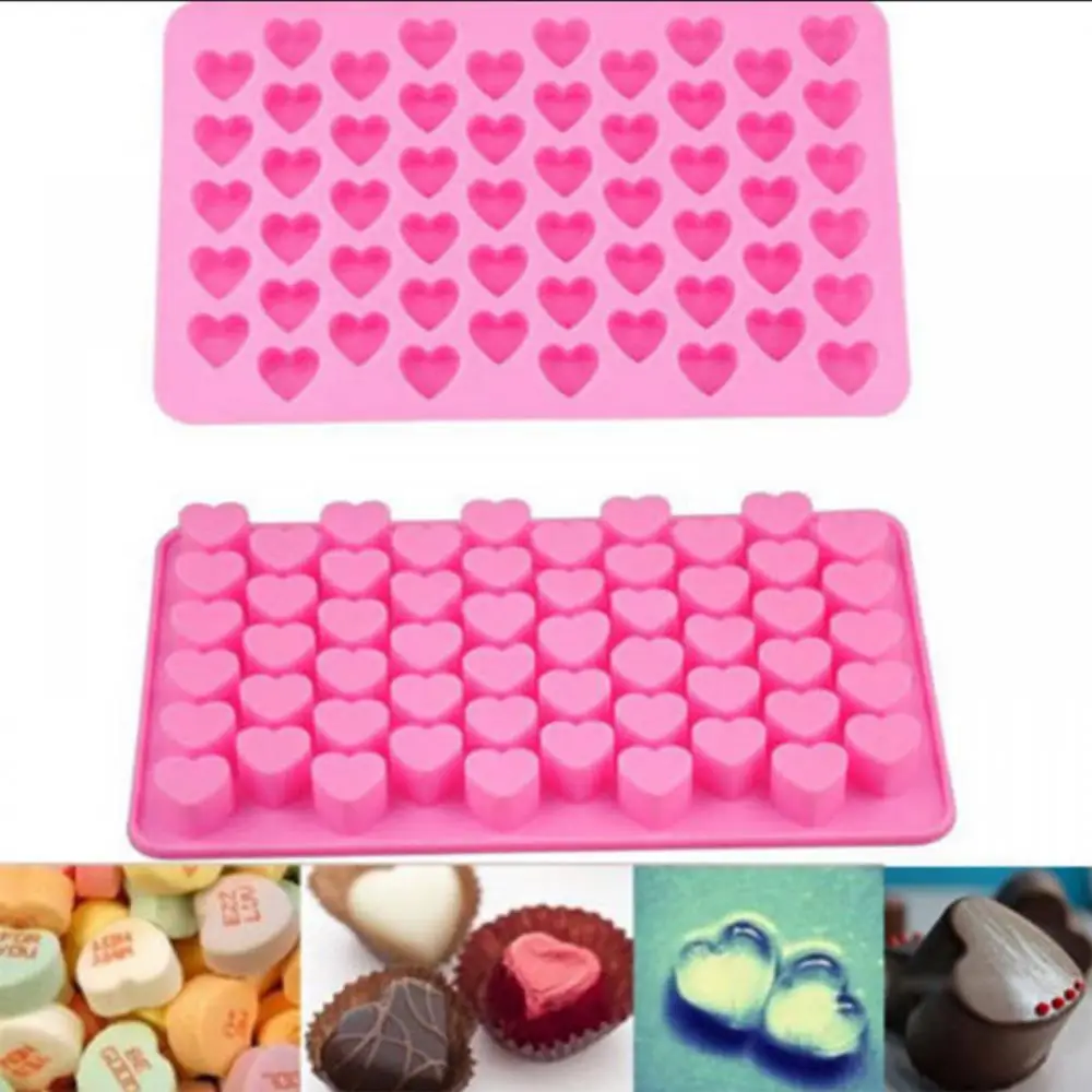 

3D Silicon Chocolate Jelly Candy Cake Bakeware Mold DIY Pastry Bar Ice Block Soap Mould Baking Tool Aomily 55 Holes Heart Shaped