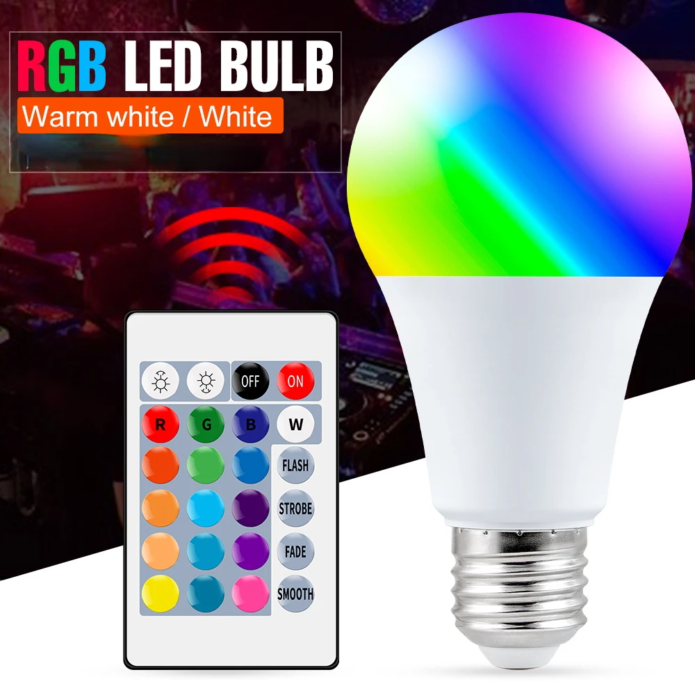 

E27 LED RGB Lamp Spotlight Bulb 220V Bombillas LED 5W 10W 15W IR Remote Control Led Bulb 2835 SMD Dimmable Magic Light Bulb 110V