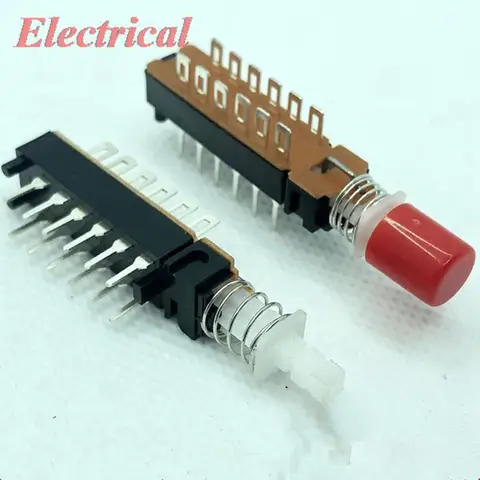 Self-Locking Push Button Switch 8PDT – 8 Pole, 24 Pin, 1 Position Momentary Switch By Uxcell