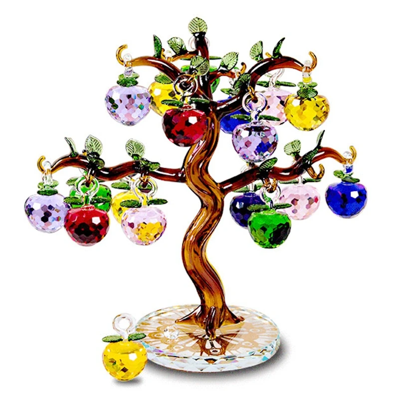 

Cristal maçã árvore ornamentos maçãs vidro fengshui artesanato decoração para casa estatuetas presente de natal lembrança
